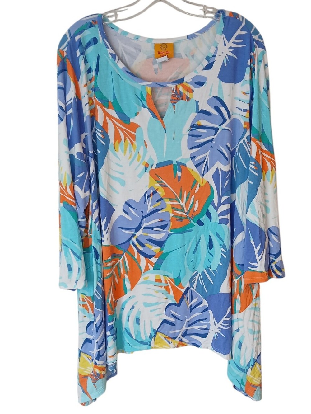 Ruby Rd. Scoop Neck Tropical Leaf Tunic Size 3X